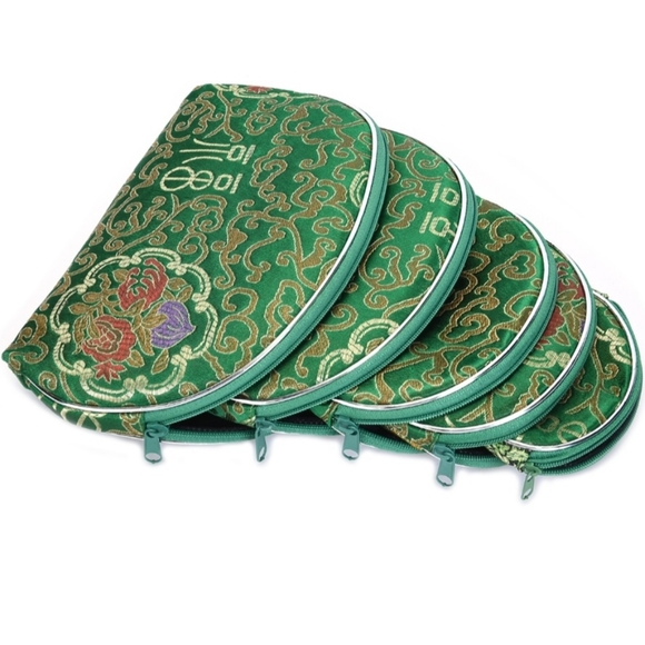 Emerald Green Embroidered Oriental Nesting Organizer Zip Pouches NWT - Picture 3 of 6